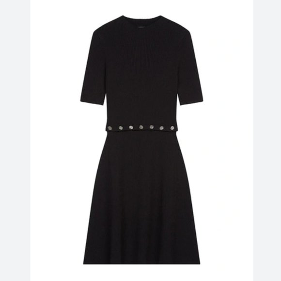 Maje ROSALIE Knit Black Mini Dress - Picture 3 of 3